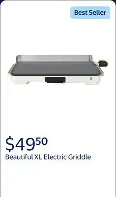 Walmart Beautiful XL Electric Griddle 12 x 22, Non-stick, White Icing by Drew Barrymore offer
