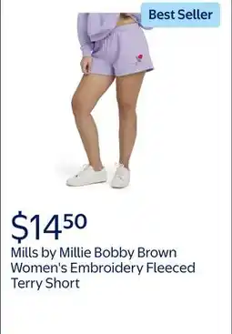 Walmart Mills by Millie Bobby Brown Women's Embroidery Fleeced Terry Short offer