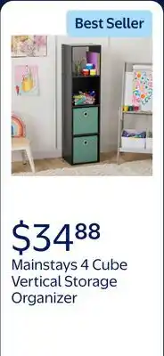 Walmart Mainstays 4 Cube Vertical Storage Organizer, Black offer
