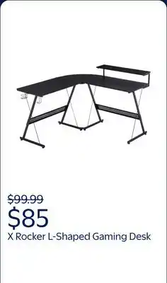 Walmart X Rocker L-Shaped Gaming Desk with Storage Shelves - Black offer