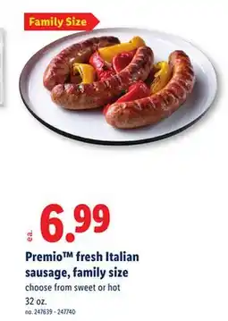 Lidl Premio fresh Italian sausage, family size offer