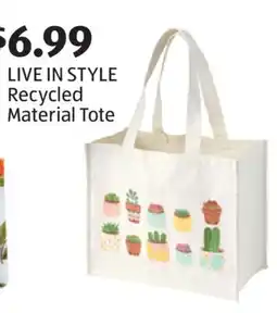 Aldi LIVE IN STYLE Recycled Material Tote offer
