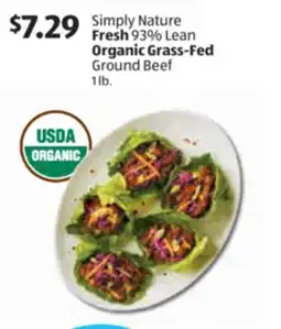 Aldi Simply Nature Fresh 93% Lean OrganicGrass-Fed Ground Beef offer