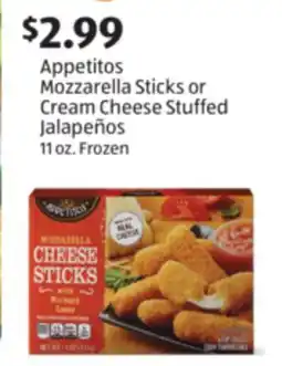 Aldi Appetitos Mozzarella Sticks or Cream Cheese Stuffed Jalapeños offer