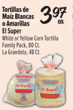 El Super White or Yellow Corn TortillaFamily Pack, 80Ct. L a Grandota, 48Ct offer