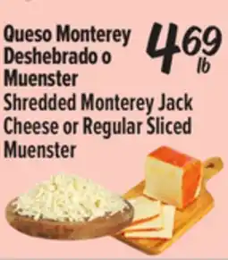El Super Shredded Monterey Jack Cheese or Regular Sliced Muenster offer