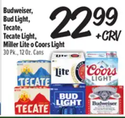 El Super Budweiser, Bud Light, Tecate, Tecate Light, Miller Lite o Coors Light offer