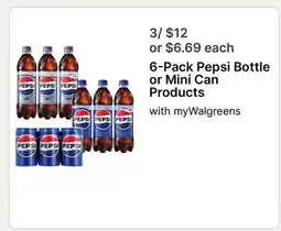 Walgreens 6-Pack Pepsi Bottle or Mini Can Products offer