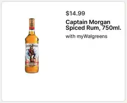 Walgreens Captain Morgan Spiced Rum, 750ml offer