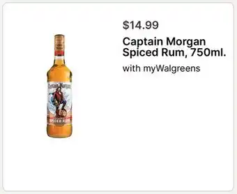 Walgreens Captain Morgan Spiced Rum, 750ml offer