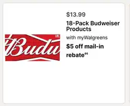 Walgreens 18-Pack Budweiser Products offer