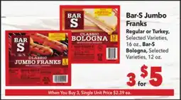 Vallarta Supermarkets Bar-S Jumbo Franks offer