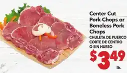 Vallarta Supermarkets Center Cut Pork Chops or Boneless Pork Chops / CHULETA DE PUERCO CORTE DE CENTRO O SIN HUESO offer