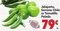 Vallarta Supermarkets Jalapeño, Serrano Chile or Tomatillo Pelado offer