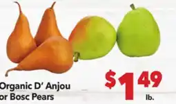 Vallarta Supermarkets Organic D'Anjou or Bosc Pears offer