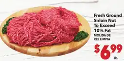 Vallarta Supermarkets Fresh Ground Sirloin Not To Exceed 10% Fat/MOLIDA DE RES LIMPIA offer