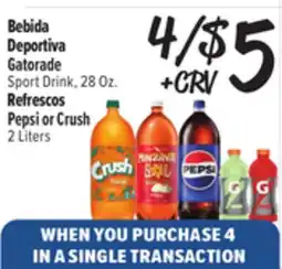 El Super Fresh Gatorade Sport Drink 28 Oz. Pepsi or Crush offer