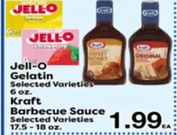 Superior Grocers Jell-O Gelatin 6 oz. Kraft Barbecue Sauce 17.5 - 18 oz offer