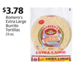 Aldi Romero's Extra Large Burrito Tortillas offer