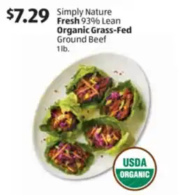 Aldi Simply Nature Fresh 93% Lean Organic Grass-Fed Ground Beef offer