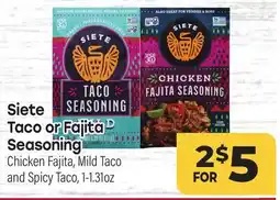 Tony’s Fresh Market Siete Taco or Fajita Seasoning offer