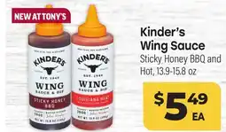 Tony’s Fresh Market Kinder's Wing Sauce offer