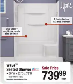 Menards Wave Seated Shower offer