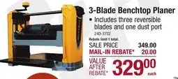 Menards 3-Blade Benchtop Planer offer