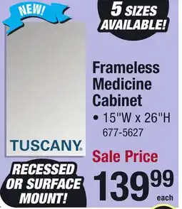 Menards Frameless Medicine Cabinet offer