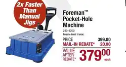 Menards Foreman Pocket-Hole Machine offer