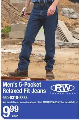 Menards Men's 5-Pocket Relaxed Fit Jeans offer