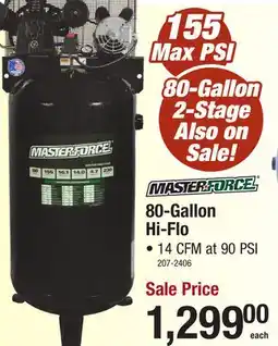 Menards Masterforce 80-Gallon Hi-Flo offer