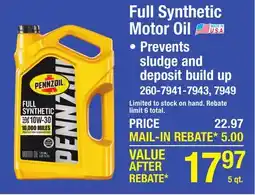 Menards Full Synthetic Motor Oil offer