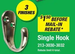 Menards Single Hook offer
