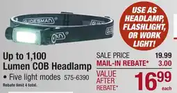 Menards Up to 1,100 Lumen COB Headlamp offer