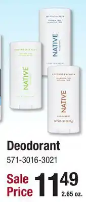 Menards Native Deodorant offer