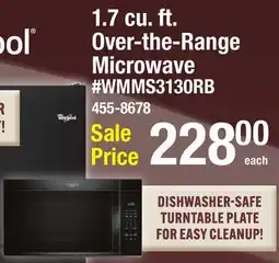 Menards Whirlpool 1.7 cu. ft. Over-the-Range Microwave offer