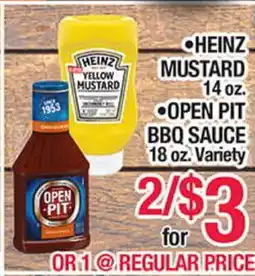 Torres Supermercado •HEINZ MUSTARD 14 oz. •OPEN PIT BBQ SAUCE 18 oz offer