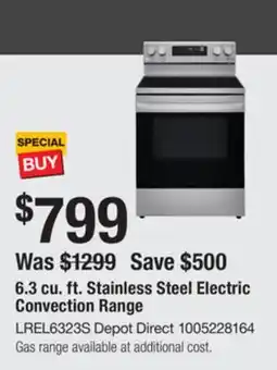 The Home Depot LG 6.3 cu. ft. Stainless Steel Electric Convection Range offer