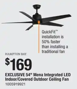 The Home Depot Hampton Bay 54 Mena Integrated LED Indoor/Covered Outdoor Ceiling Fan offer
