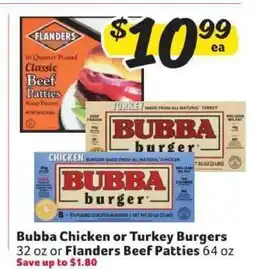 Winn Dixie Bubba Chicken or Turkey Burgers or Flanders Beef Patties offer