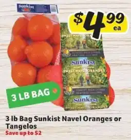 Winn Dixie 3 lb Bag Sunkist Navel Oranges or Tangelos offer
