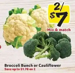 Winn Dixie Broccoli Bunch or Cauliflower offer