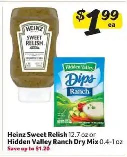 Winn Dixie Heinz Sweet Relish or Hidden Valley Ranch Dry Mix offer
