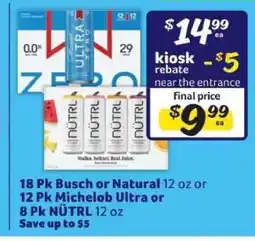 Winn Dixie Busch or Natural, Michelob Ultra, NÜTRL offer