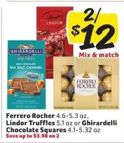 Winn Dixie Ferrero Rocher, Lindor Truffles or Ghirardelli Chocolate Squares offer