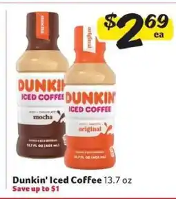 Winn Dixie Dunkin' Iced Coffee offer