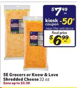 Winn Dixie SE Grocers or Know & Love Shredded Cheese offer