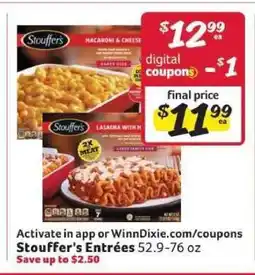 Winn Dixie Stouffer's Entrées offer
