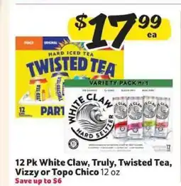 Winn Dixie 12 Pk White Claw, Truly, Twisted Tea, Vizzy or Topo Chico offer